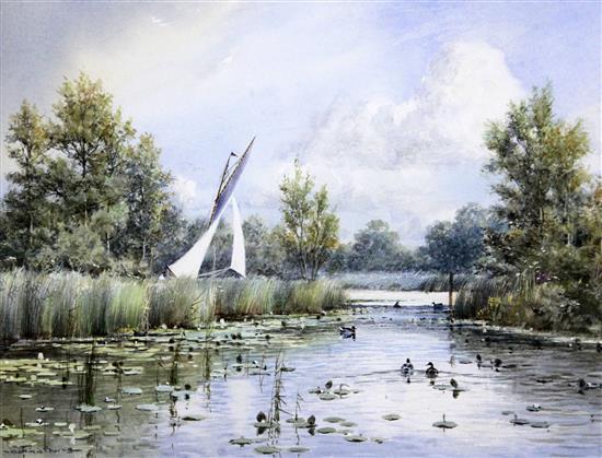 Colin Burns (1944-) Broadland inlet near Ranworth 9 x 12in.